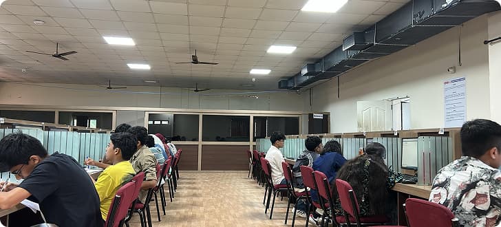 Students seated at a XIQ offline examination centre