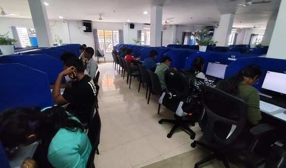 Students seated at a XIQ offline examination centre