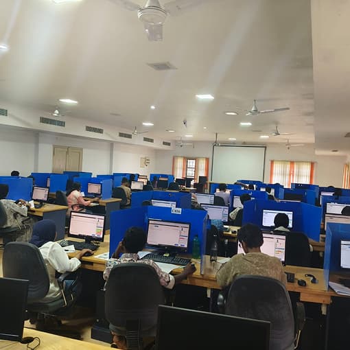 Students at a XandY JEE computer-based examination centre